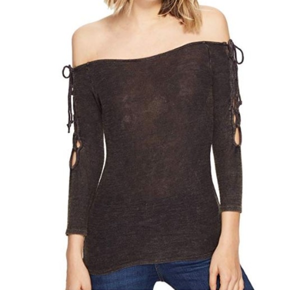 Project Social T Tops - Project Social T Mercy Off Shoulder Lace Up Top